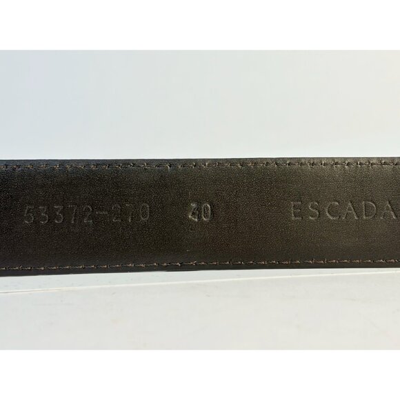 Rare Escada 90’s Brown Gold Leather Belt Tortoise Buckle Size L US 32 main image 6